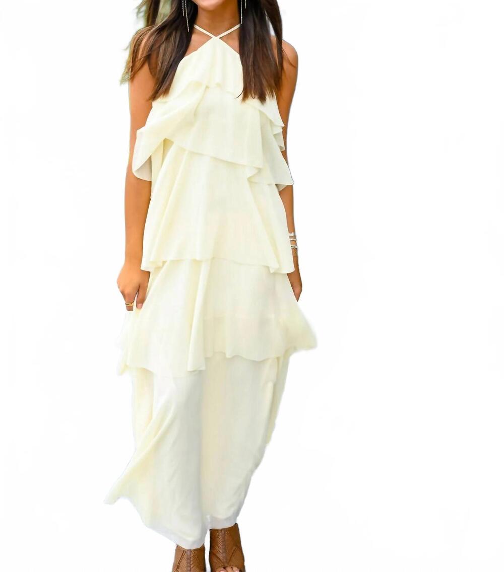 NEW LUCY PARIS emery ruffle maxi dress in yellow